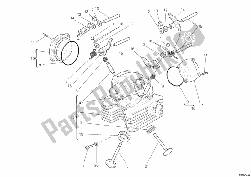 All parts for the Vertical Cylinder Head of the Ducati Monster 659 Australia 2012